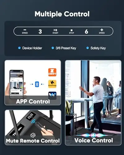 COZYINN 3HP 6.2MPH 320+lb Capacity Treadmills for Home, 10% Adjustable Incline Walking Pad, Portable Foldable Treadmill with 16" Wide Running Area, Mute Control, Works with Smart APP 9