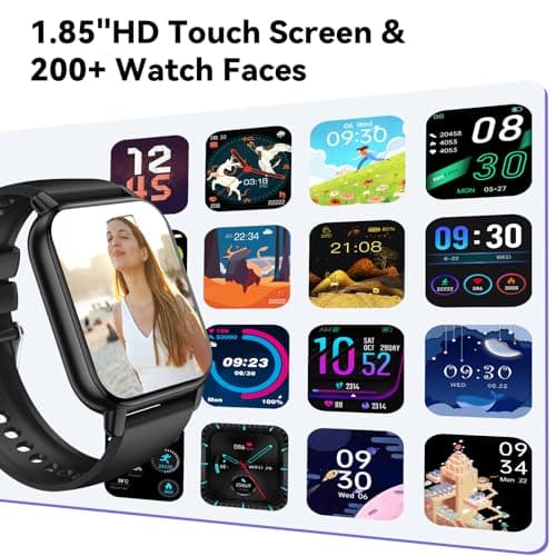 Smart Watch for Men Women with Bluetooth Call/Message Reminder, Smartwatch 1.85" Touch Screen, Fitness Watch Heart Rate/Sleep/Calories/Steps Monitor, 112+ Sport Mode, Activity Tracker for Android iOS 6