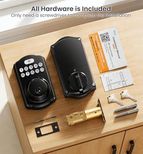 Veise VE012W Built-in WiFi Fingerprint Smart Lock, App Remote Control, Compatible with Alexa & Google Assistant, Keyless Entry for Front Door, Digital Keypad Deadbolt, Auto Lock, Matte Black 10