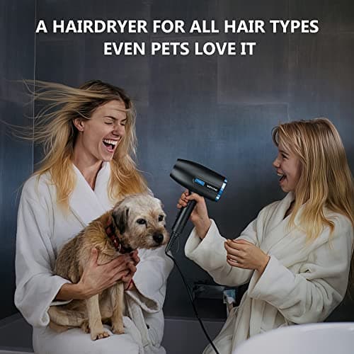 AIRYOMI Hair Dryer Blow Dryer with Diffuser Powerful Fast Dry 1875W Ionic Hair Dryer Magnetic 3 Heating 2 Speed and Cold Settings Professional Salon Hair Dryers with Diffuser Black 7