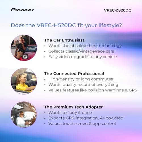 Pioneer VREC-Z820DC Dual Dash Cam Front and Rear Car Camera - Premium 4K Camera, AI-ISP Starvis Night Vision, 139 Degree Wide Lens, ADAS Safety Alerts, Built in GPS, Impact Detection, 24/7 Coverage 7