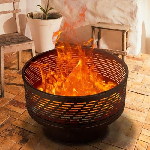 OutVue 26" Wood Burning Fire Pits with Grill & Lid, Fire Pit Table for Outside with Waterproof Cover & Fire Poker, Outdoor Firepit with Functions for BBQ,Table and Bonfire 7
