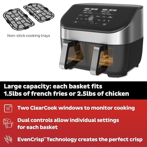Instant Pot Vortex Plus XL 8QT ClearCook Air Fryer, Clear Windows & Custom Program Options,8-in-1 Functions that Crisps,Broils,Roasts, Dehydrates, Bakes, Reheats, from the Makers of Instant Pot, Black 5