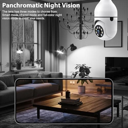 Light Bulb Camera Outdoor,5G&2.4G WiFi Security Cameras Wireless Indoor,2K Cameras for Home Security Two-Way Talk,Color Night Vision,360°PTZ,Human Motion Detection,Bulb Camera Compatible with Alexa 8
