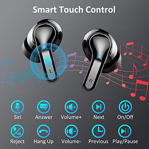 Wireless Earbud, Bluetooth Headphones 5.3 New 40H Ear Buds Bass Stereo Earphones Noise Cancelling Earbud with 4 ENC Mic in-Ear Bluetooth USB-C LED Display IP7 Waterproof Sport for Android iOS 7
