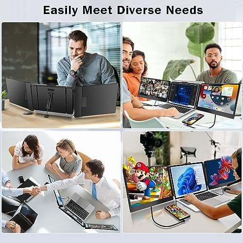 CopGain Laptop Screen Extender - 14 Inch 1080p FHD IPS Triple Portable Monitor for 13-17.3 Inch Laptops - Plug and Play Type-C/HDMI for Windows, Mac 8