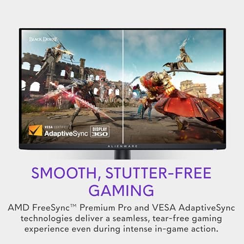 Alienware AW2725DF OLED Gaming Monitor - 26.7-inch Quantom-Dot WQHD (2560x1440) 360Hz 0.03Ms Display, AMD FreeSync Premium Pro, HDMI/DP/USB 3.2 Gen1, Height/Tilt/Swivel/Pivot Adjustability - Black 12