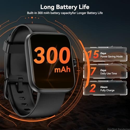 Smart Watch with Alexa, 1.83" HD Fitness Tracker, Message Notifications, IP68 Waterproof, 120+ Sport Modes, 24/7 Heart Rate & Sleep Monitor, Long Battery Life, Compatible with iPhone Android(Black) 7