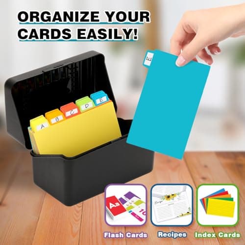 H4D Index Card Holder 3x5 Inches with 25 Plastic Dividers, Black 6