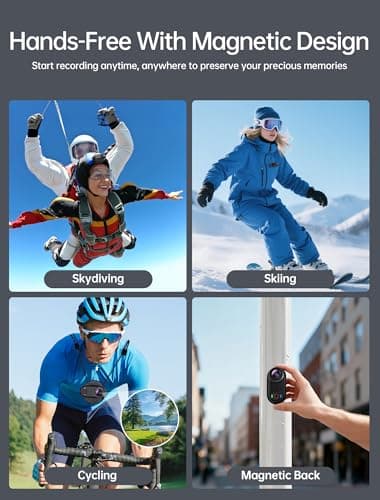 4K Mini Body Action Cameras POV Body Cam, 64GB Sports Camera with Audio Video Recording, Portable WiFi Magnetic Wearable Waterproof Thumb Camera for Motorcycle Vlogging Skiing Cycling Hiking-Black 6