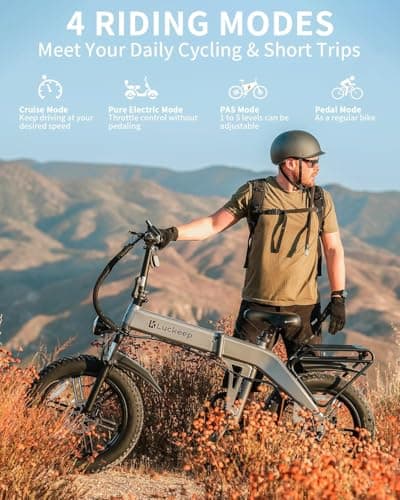 Luckeep Folding Electric Bike for Adults 1500W Peak Motor, 28MPH 60 Miles,720WH Removable Battery 20'' x 4.0 Fat Tire Ebikes for Adults with Hydraulic Brakes, NFC Unlock, APP, UL 2849 E-Bike 8