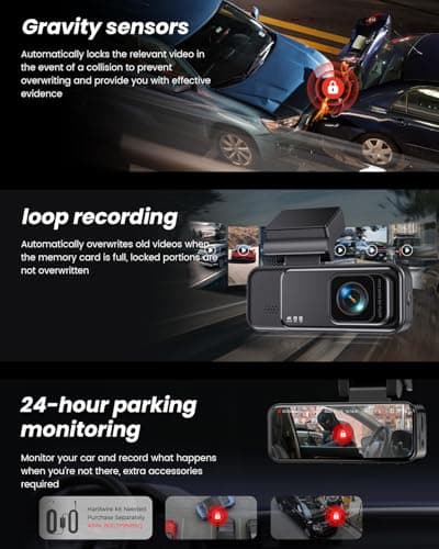 COOLCRAZY 4K Dash Cam Front, Built-in WiFi GPS, Dash Camera for Cars, 3.2" IPS Screen Dashcam with App Control, Free 32G Card, 170°Wide Angle, 24H Parking Mode, WDR, Night Vision, G-Sensor 5
