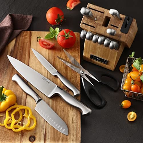 McCook® Knife Sets,German Stainless Steel Knife Block Sets with Built-in Sharpener 6