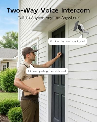 TIEJUS 2K Solar Security Cameras Wireless Outdoor, 2.4G/5G WiFi, Powered by Sun Rechargeable Battery Backup, Color Night Vision, PIR AI Motion Detection,2 Way Talk,IP66,Works with Alexa/Cloud/SD 6