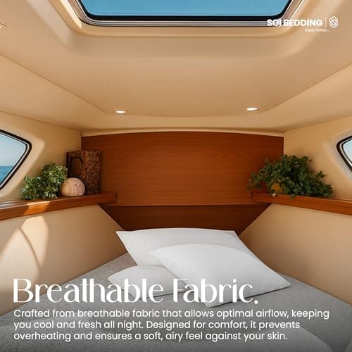 SGI Bedding Waterproof V Berth Mattress Protector 88" Head x 82” Length x 20"Foot – 15" Deep Pocket, 360° Fitted Style Mattress Pad Cover, Soft Noiseless & Breathable Cover for Boat – White 7