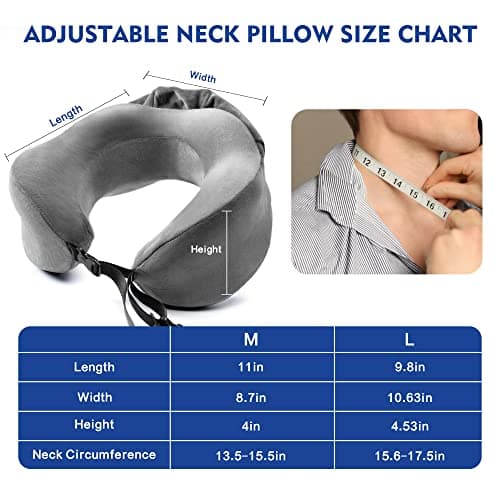 Cuddool Neck Pillow with Hood - Memory Foam Neck Pillow Head Chin Support, Airplane, Car, Office & Home Sleep Rest Travel Pillows with Hood (Grey, L) 7
