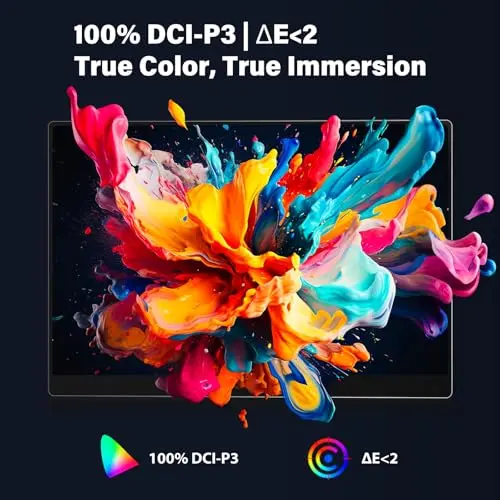 InnoView 14 Inch OLED Portable Monitor 4k UHD 3840x2400 Portable Monitor 100% DCI-P3 | 100000:1Contrast | Built-in Speakers, Travel Monitors for Laptop PC MAC Phone PS4 Xbox Switch 8