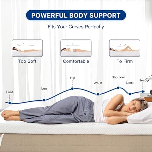 3 Inch Gel Memory Foam Mattress Topper Queen Size, Gel-Infused Mattress Pad Cover for Back Pain,Bed Topper with Removable & Washable Bamboo Cover 5