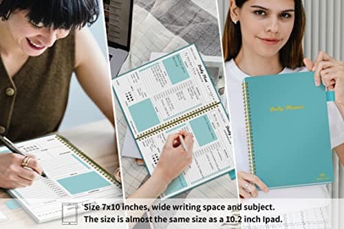 Daily Planner Undated, To Do List Notebook with Hourly Schedule Calendars Meal, Spiral Appointment Organizers Notebook for Man/Women, Pocket,Pen Loop, 160 Pages (7x10") 6
