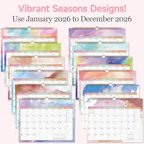 Lbylyhxc 2026 Calendar - Includes January 2026 to December 2026-12 Monthly Wall Calendar 2026, 14.8 x 11.5 Inches.Thick Paper with Julian Dates and Block for New Year and Christmas Presents (Large Colorful) 5