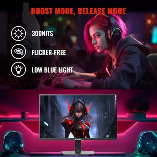 SANSUI 24 Inch Gaming Monitor 200Hz 180Hz 1Ms FreeSync HDR 110% sRGB FHD 1080P Computer Monitor HDMI DP Ports Eye Care Frameless VESA Mount Cable Management (ES-G24F4L HDMI Cable Included) 6