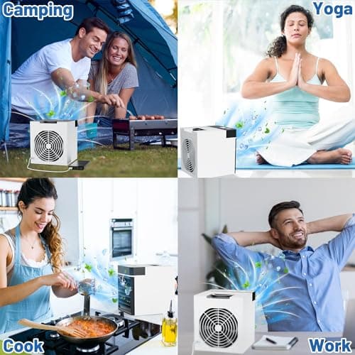 Portable Air Conditioner, Upgraded Mini Personal Anti-leakage Water Ice Cooling Air Cooler Fan with 3 Speeds, Small for Room Bedroom Office Home Tent 7