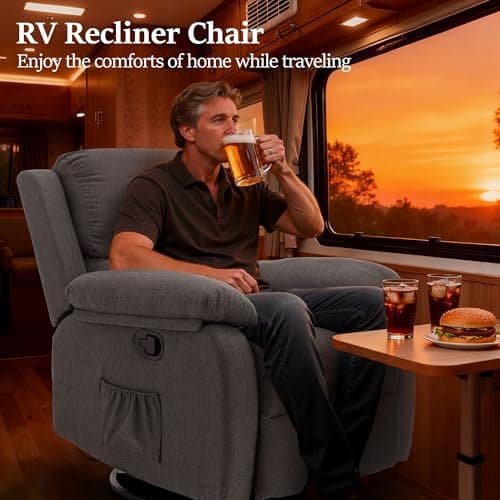 Korser Recliner Chair, 360 Swivel Rocker Chair for Adults, Small Rocking Recliner for Small Spaces, Upholstered Fabric Glider Recliner Nursery (Swivel Rocker Recliner, Grey) 7