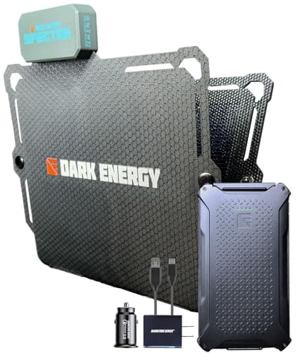 Dark Energy Poseidon Pro Indestructible Portable Charger with Spectre 8W Solar Panel | USB-A and USB-C, Ultra-Durable Armorflex, Ultra-Lite Flexible Panels | Signature Series Plugs, Black