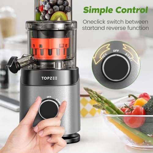 Cold Press Juicer, Slow Masticating Machines with Extra Large Feed Chute Fit Whole Fruits & Vegetables Easy Clean Self Feeding Effortless for Batch Juicing, High Juice Yield, BPA Free, Black 4