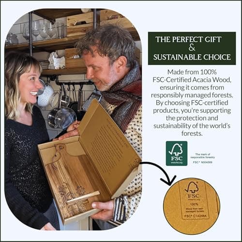 Wood Cookbook Stand for Kitchen Counter - Reversible Acacia Wooden Recipe Book Holder Stand - Cooking Measurement Conversion Card - Gift-Ready Adjustable Tablet Cook Book Holder - Charging Cable Slot 7