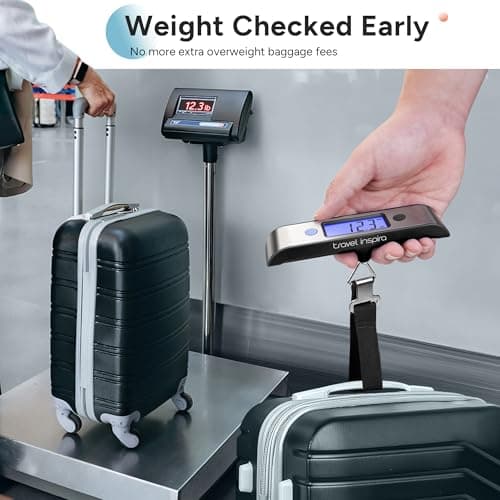 travel inspira Rechargeable Luggage Scale 110lb/50kg - Large Backlit Display - Stainless Steel - Portable Digital Hanging Scale for Suitcases, Bags, Packages (USB -C Charging Included) 8