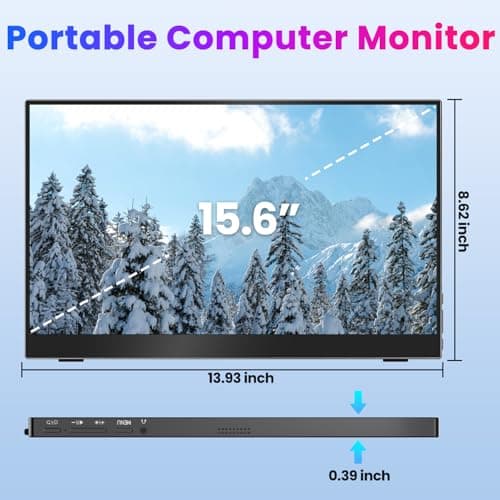 Upperizon Portable Monitor 15.6 inch 4K UHD 3840X2160 100% sRGB 60Hz HDR HDMI USB-C Travel Monitor for Laptop MacBook PC Surface PS5 Xbox, External Display with Full Cover & Speakers, VESA Compatible 8