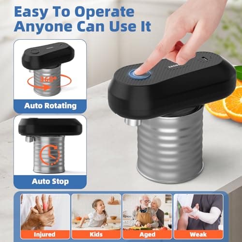 Auto Electric Can Opener, Rechargeable Can Openers for Seniors & Arthritis, One-Touch Automatic Can Opener, Hands-Free, Smooth Edge, Compact, Cordless, Food-Safe Kitchen Gadgets 5