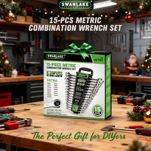 SWANLAKE 15-Piece Metric Combination Wrench Set, 12-Point Max Torque Open End Wrench Set, Cr-V Steel Wrenches 8, 9, 10, 11, 12, 13, 14, 15, 16, 17, 18, 19, 20, 21, 22mm with Storage Rack 9