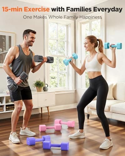 FEIERDUN 5-in-1 Adjustable Dumbbell Set of 2, 20LBS/10LBS Hand Weights for Women, 1s-Adjust Dual-Stable Dumbbell Set for Women Home Gym & Outdoor 9