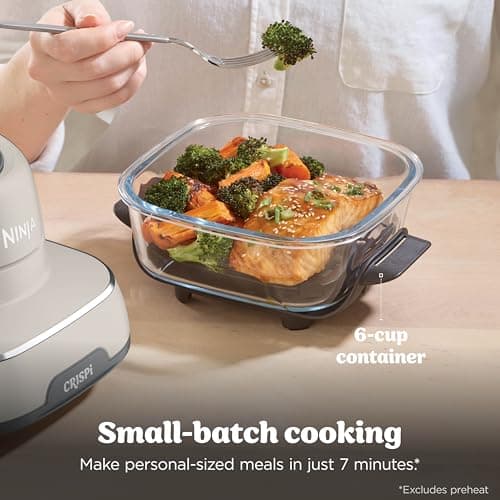 Ninja Crispi 4-in-1 Glass Air Fryer | 450°F | Non-Toxic | 4QT & 6-Cup Glass Containers w/Lids | Microwave, Freezer, Dishwasher Safe | Max Crisp, Air Fry, Bake, Recrisp | Stone | FN101ST 7
