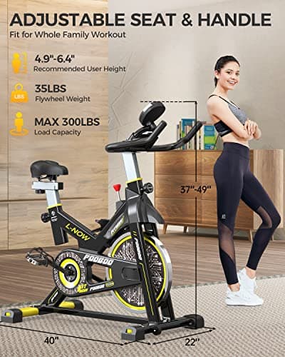 pooboo Magnetic Resistance Cycling Bike, Belt Drive Indoor Exercise Bike Stationary LCD Monitor with Ipad Mount ＆Comfortable Seat Cushion for Home Cardio Workout, Training Upgraded Version 6