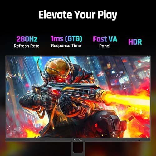 KTC 27'' 280Hz 240Hz Gaming Monitor 1ms GTG 350nits Fast VA 1080P Tilt 126% sRGB Adaptive Sync 4000:1 Contrast Ratio HDR DisplayPort 1.4/HDMI 2.0 VESA 6