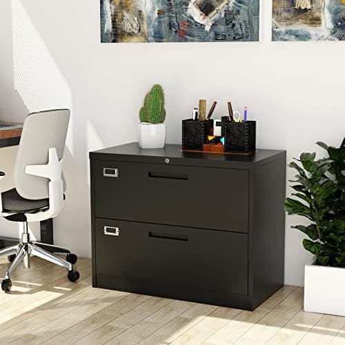 Fesbos Lateral File Cabinet with Lock, 2 Drawer Large Metal Filing Cabinet,Home Office Lockable Storage Cabinet for Hanging Files Letter/Legal/F4/A4 Size-Assembly Required 9