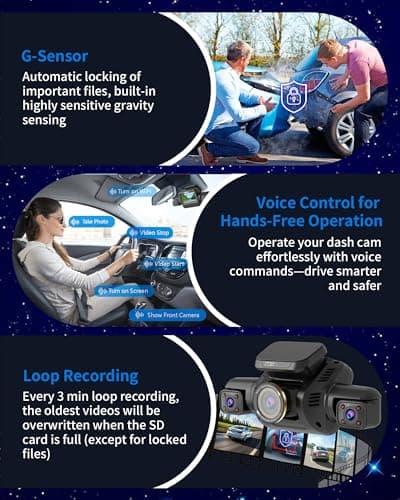 360° View 5 Channel Dash Cam Front and Rear with AI Driver Monitor System DMS, 4K Dash Camera for Cars, Built-in GPS WiFi Night Vision, Dashcam Free 128G Card, 24/7 Parking Monitor Mode, V8 Ultra-5CH 7