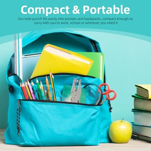 Oligei Single Hole Punch, 8 Sheet Capacity Hole Puncher, Paper Punch with 10P Binder Rings, Hole Puncher for Crafts, Scrapbooks (Silver) 5