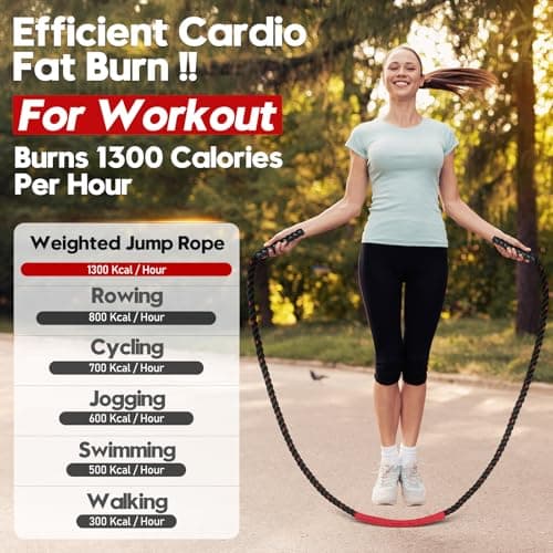 Jump Rope, 3LB Weighted Jump Rope for Fitness, 9.8ft Heavy Jumping Ropes for Exercise, Adult Workout Rope for Men & Women Improve Strength, Skipping Rope for Gym Training, Home Workout 6