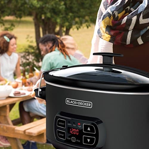 BLACK+DECKER 7-Quart Slow Cooker, SCD4007, Chalkboard Exterior, Locking Lid, 3 Heat Settings, Removable Stoneware Crock 6