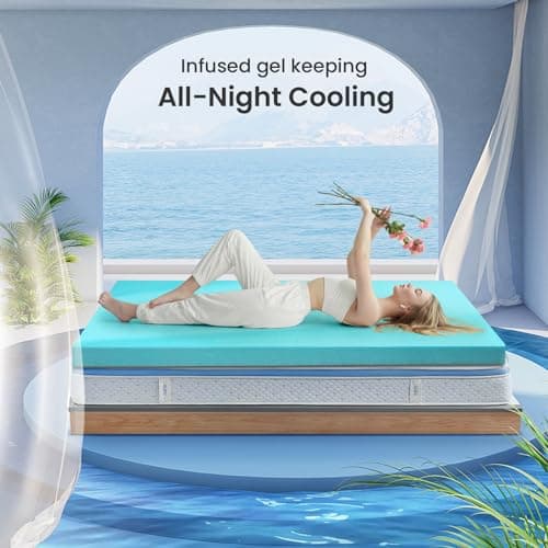 Nelaukoko 3 Inch Twin XL Memory Foam Mattress Topper, XL Twin Mattress Pad for College Dorm, Twin Extra Long XL Mattress Topper Gel Infused Memory Foam Mattress Pad for College Dorm Single Bed 5