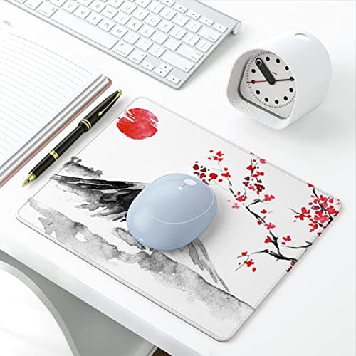 Niniubye Mouse Pad, 30% Thicker Japanese Style Computer Pad, Anti-Slip Rubber Mouse Mat with Stitched Edges for Gaming, Office, Laptop, PC, Women & Men, 8" x 10" Thick 5 mm, Fujiyama Sakura 6