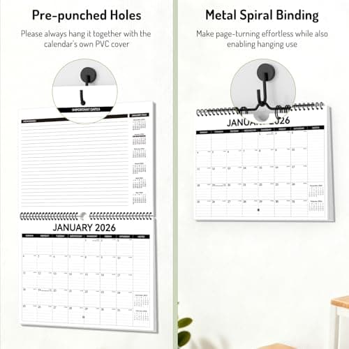 2026 Calendar, Forvencer 18-Month Wall Calendar 2026, Jan 2026 to Jun 2027, 14" x 11" Large Monthly Planner Calendars with Notes Section & Stickers, Ruled Block, Spiral Binding Hanging for Home Office 7