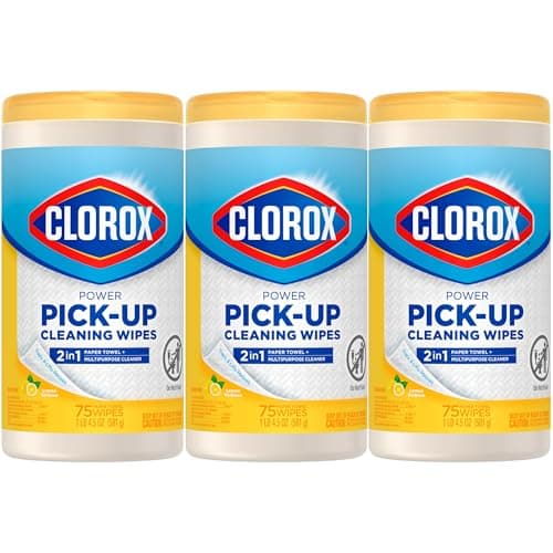 Clorox Power Pick-Up Cleaning Wipes, Lemon Verbena, 75 Paper Towel Wipes, Pack of 3 (Pack May Vary) 9