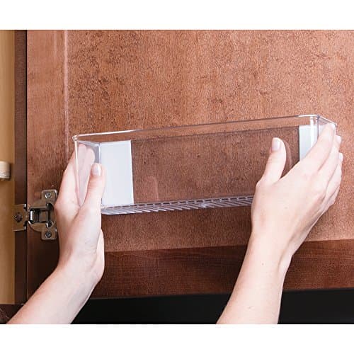 iDesign AFFIXX Plastic Wall Mount Organizer for Kitchen, Bathroom, Office, Bedroom, Garage, Craft Room, 3" x 11" x 3.25", Clear 10