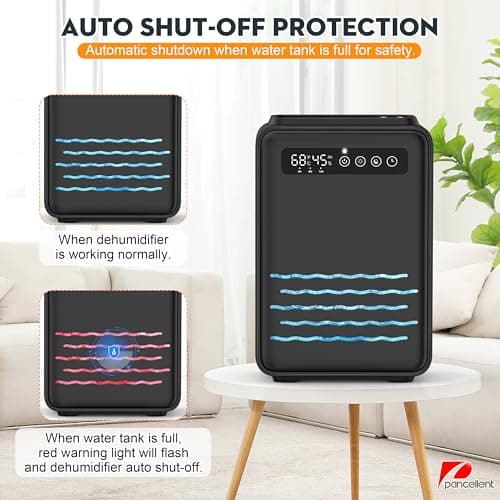 Updated Dehumidifier (Remote control) for Bedroom, 95 OZ Water Tank, 800 sq.ft Quiet Small Dehumidifiers for Basement Home Bathroom with Auto Shut Off, 7 Colors LED Light, Black 7