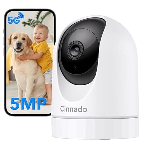 Cinnado 5MP Security Camera Indoor-5G/2.4G Dual WiFi Cameras for Home Security with Audio and Video Ideal for Pet/Nanny/Baby Monitor, 360 Auto Tracking, SD/Cloud Storage, Support Alexa/Google Home, D1